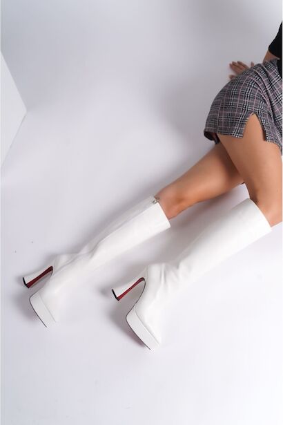 Kadın Sivri Burun Platform Çizme Violet 