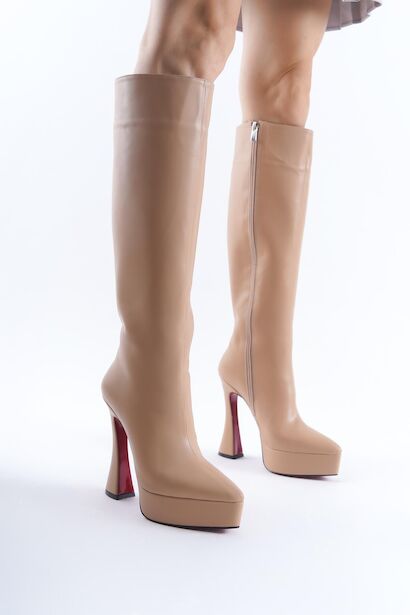 Kadın Sivri Burun Platform Çizme Violet 