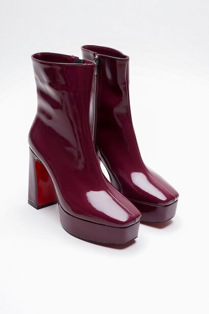 Kadın Platform Topuklu Bot Vito  Bordo