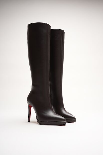 Kadın Diz Altı Kısa Platform Topuklu Çizme Amazen 