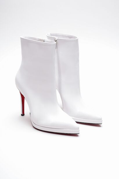 Kadın Kısa Platform Topuklu Bot Accosi  Beyaz Rugan 