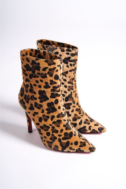 Kadın Sivri Burun Topuklu Bot Togi  Leopar 4