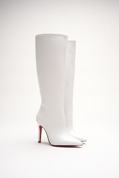 Kadın Sivri Burun Fermuarsız İnce Topuklu Diz Altı Çizme Monias 