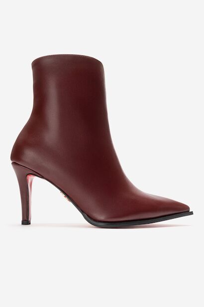 Kadın Bilek Boy Kısa İnce Topuklu Bot Torina  Bordo