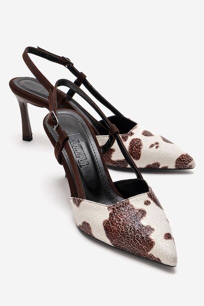 Kadın Sivri Burun Arkası Açık Kısa Topuklu Ayakkabı Cone 